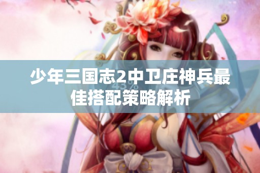 少年三国志2中卫庄神兵最佳搭配策略解析