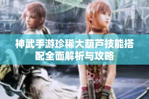 神武手游珍稀大葫芦技能搭配全面解析与攻略