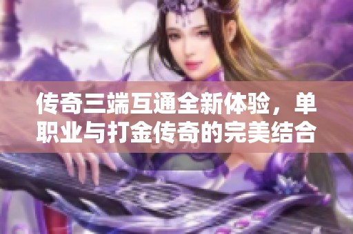 传奇三端互通全新体验，单职业与打金传奇的完美结合，开启你的传奇旅程