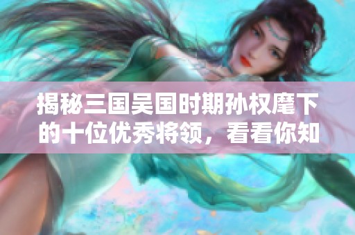 揭秘三国吴国时期孙权麾下的十位优秀将领，看看你知道哪些！