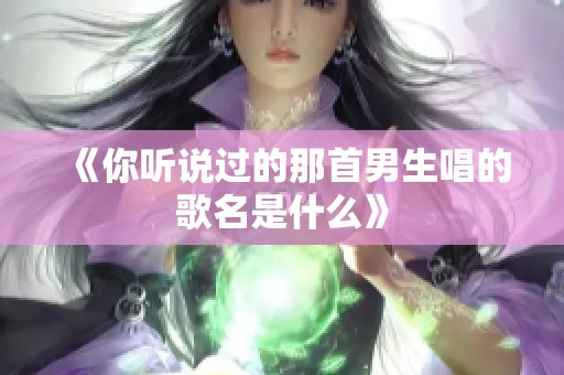 《你听说过的那首男生唱的歌名是什么》