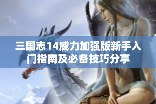 三国志14威力加强版新手入门指南及必备技巧分享